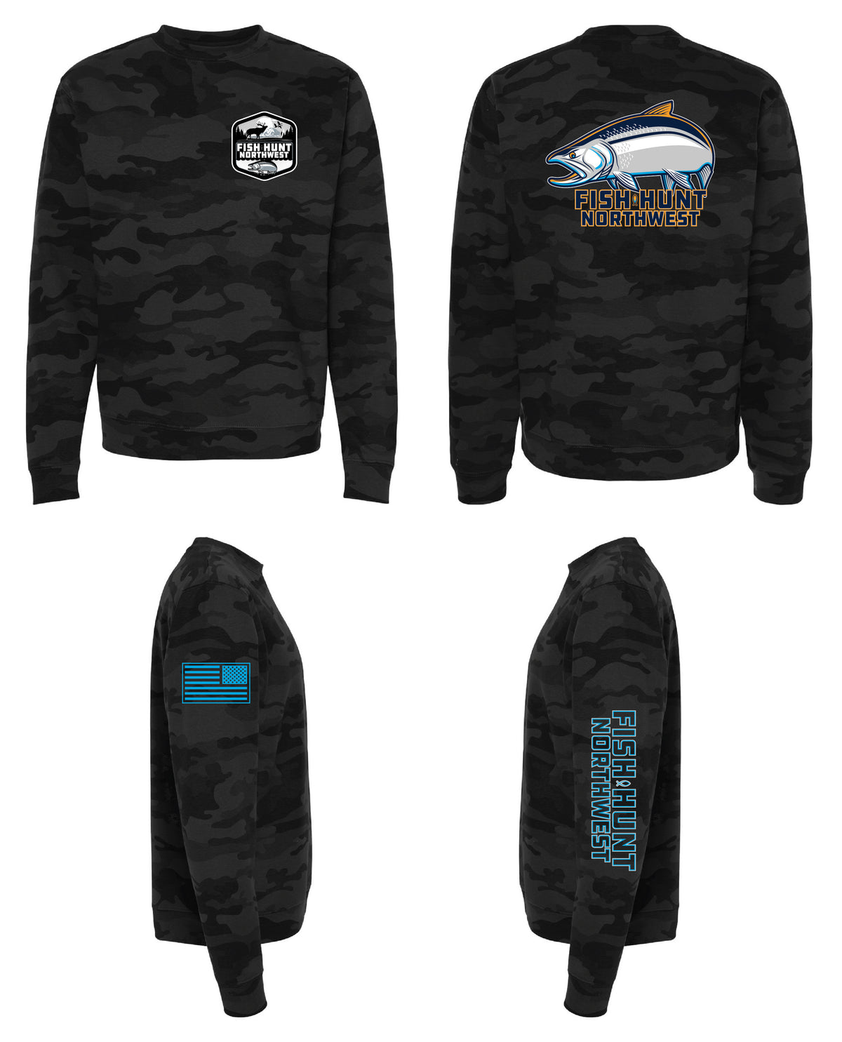 Crewneck Coho Medium Weight Sweatshirt In Black Camo