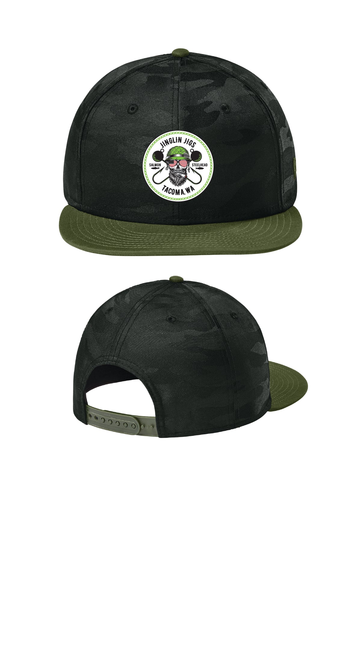 The General Logo Flat Bill Hat In Black Camo/Green