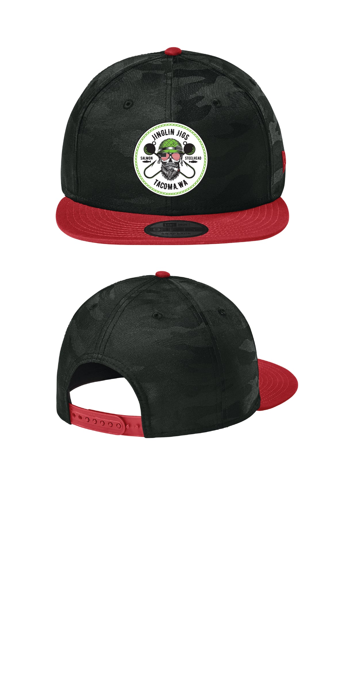The General Logo Flat Bill Hat In Black Camo/Red