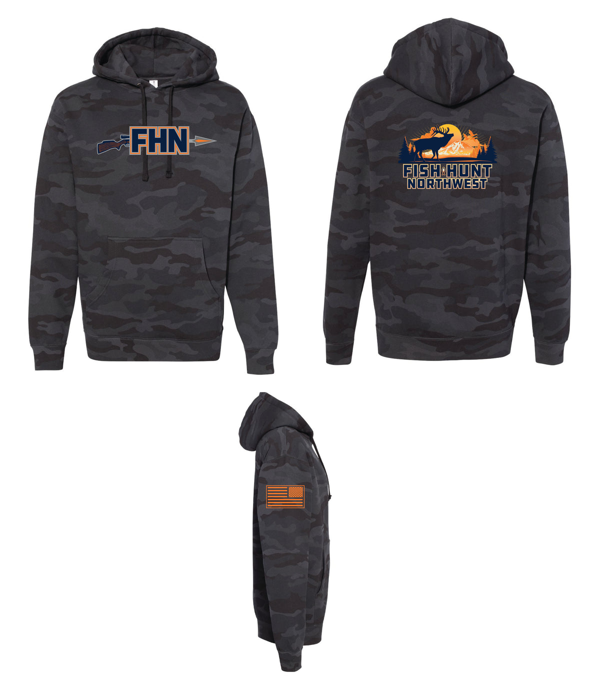 Heavyweight Hunting Hoodie In Black Camo
