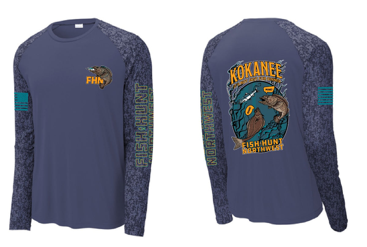 Digi Camo Lingcod L/S Sport T In Blue