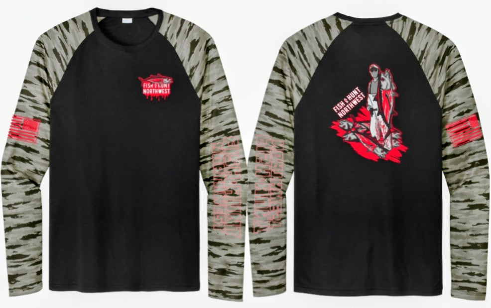 L/S Bloody Tuna Sport T In Black/Grey Camo